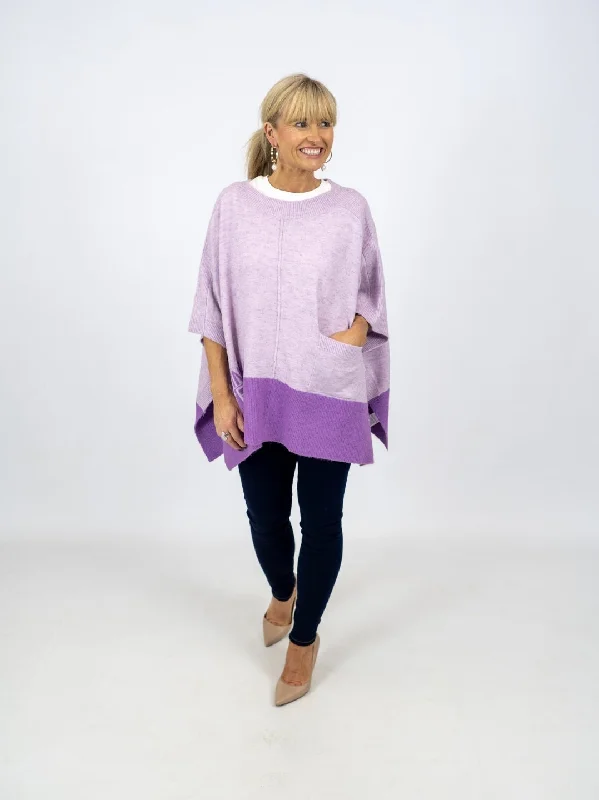 Plus Size Women's Embroidered Sweaters in Ethnic StylesMd'M Purple Poncho