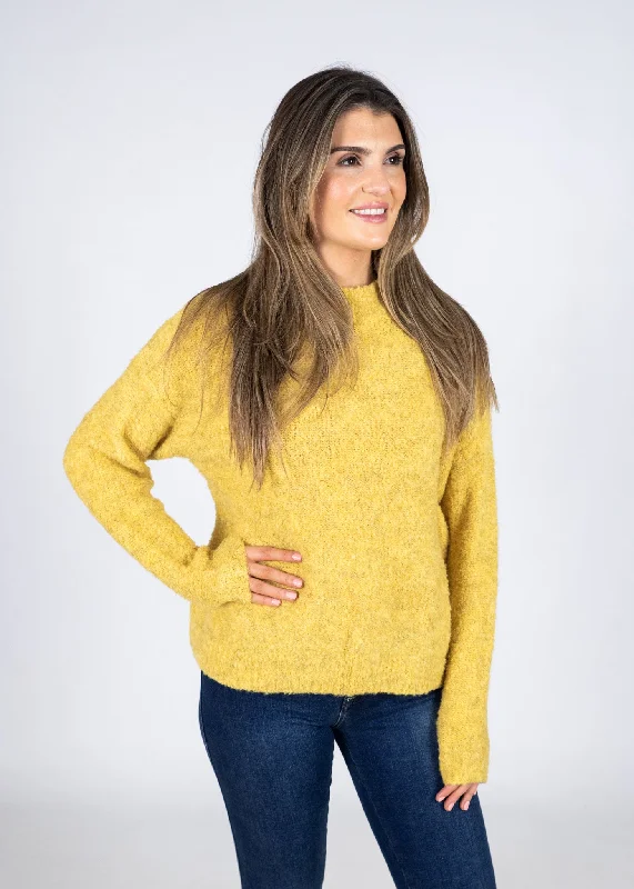 Women's Long Sleeve Turtleneck Cashmere SweatersMolly Bracken Yellow Knitted Sweater