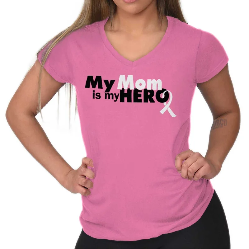 Tie - Dye Women T Shirt with a Bohemian VibeMy Mom Is My Hero Junior Fit V-Neck T Shirt