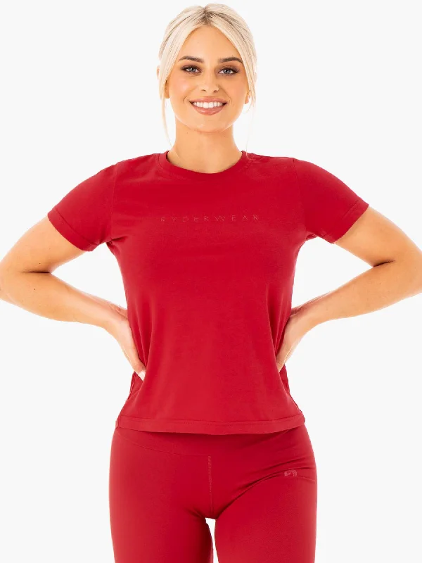 V - Neck Women T Shirt to Enhance the NecklineMotion T-Shirt - Red