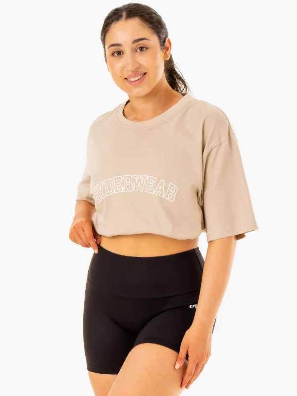 Sheer Women T Shirt for a Stylish and Alluring LookOversized T-Shirt - Sandstone