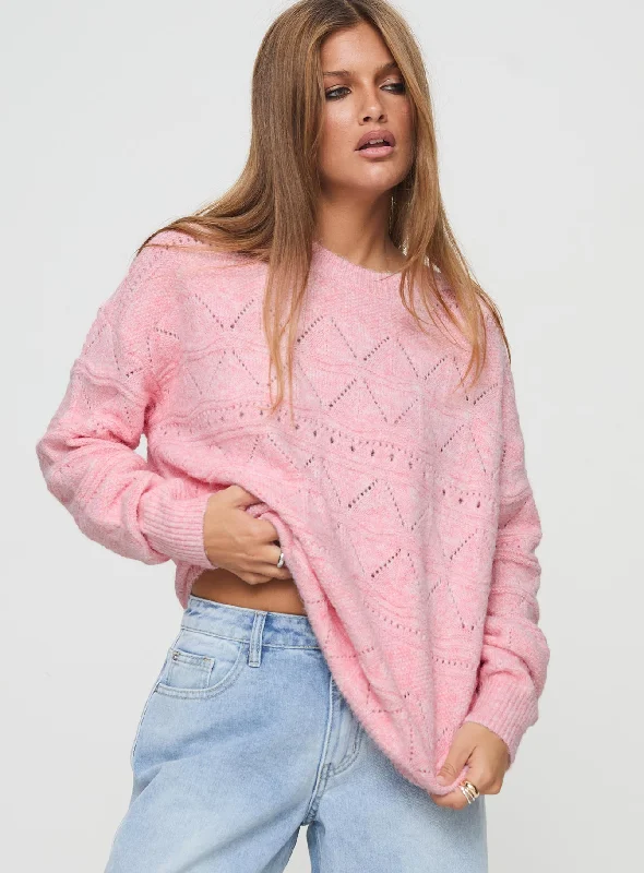 Tie - Front Women's Lambswool Sweaters in Pastel HuesPierce Pointelle Sweater Blush