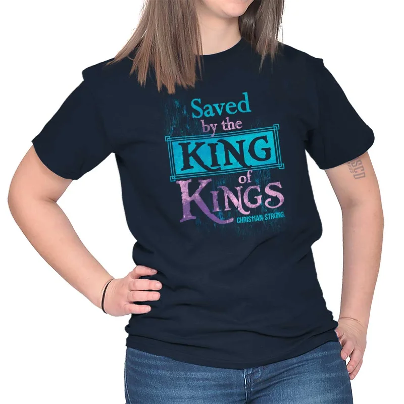 Distressed Women T Shirt with a Laid - Back AestheticSaved by King of Kin T Shirt