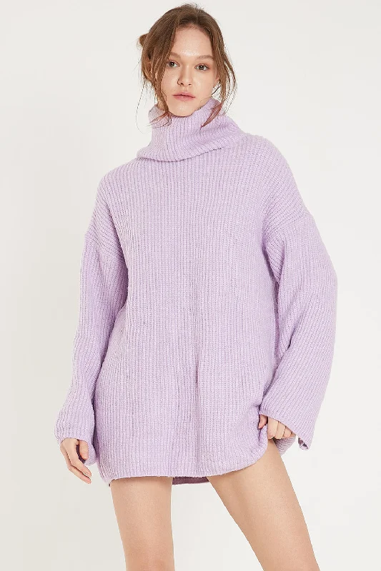 Plus Size Women's Oversized Chunky Knit SweatersSerena Turtleneck Oversized Sweater