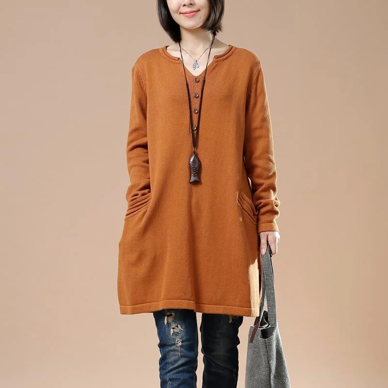 High - Low Hem Women's Cashmere - Blended SweatersSoft orange sweaters women knit dress