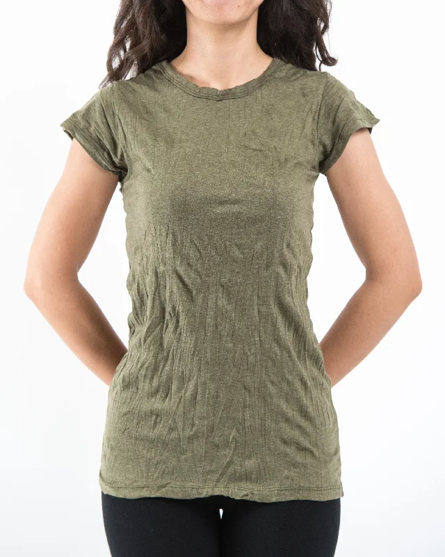 Sleeveless Women T Shirt for Summer ComfortWomens Solid Color T-Shirt in Green