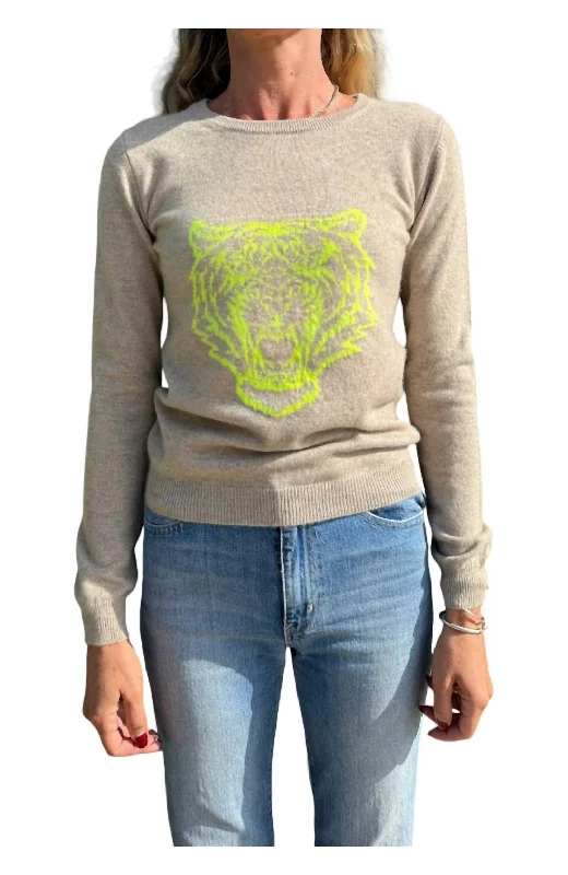 Mock Neck Women's Alpaca Wool Sweaters in Earth TonesTiger Cashmere Top In Neon Yellow