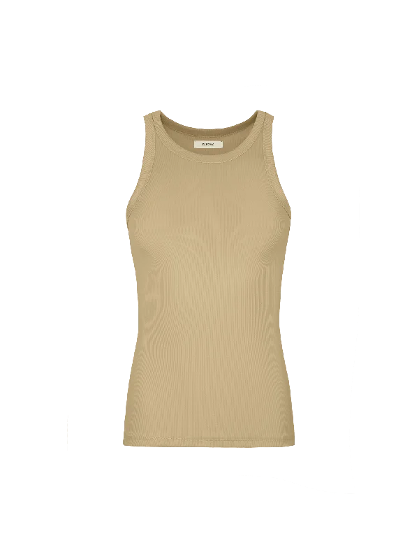 V - Neck Women T Shirt to Enhance the NecklineWomen's 365 Lightweight Rib Tank Top—maitake beige