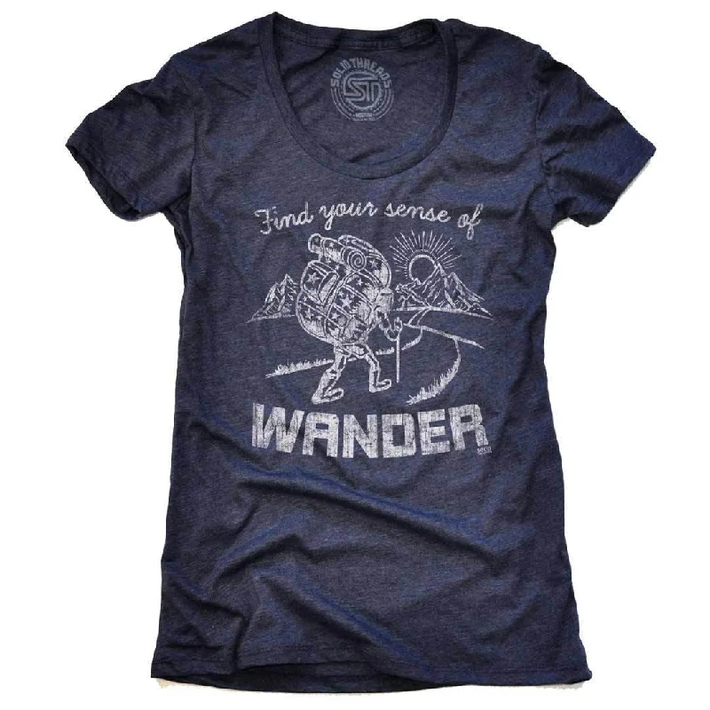 Distressed Women T Shirt with a Laid - Back AestheticWomen's Find Your Sense Of Wander T-shirt