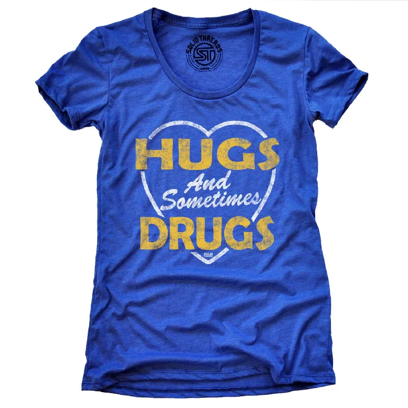 Puff Sleeve Women T Shirt for a Fashion - Forward LookWomen's Hugs and Sometimes Drugs T-shirt