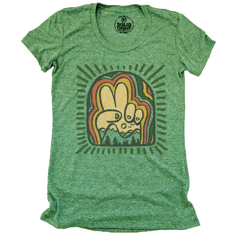 Ringer T Shirt Women with Retro - Inspired StripesWomen's Peace Mountains T-shirt | Design by Dylan Fant