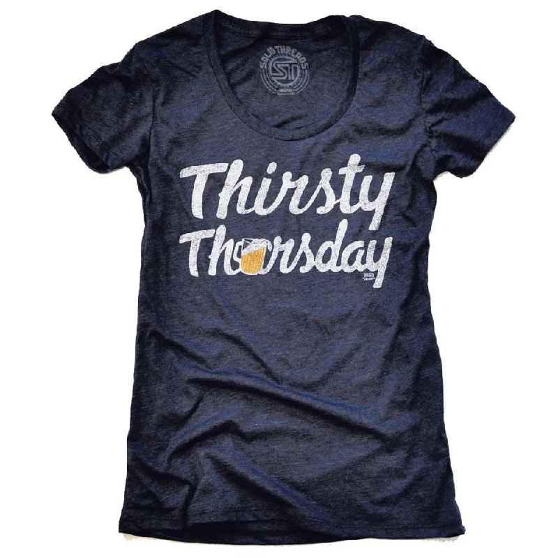 Crop Top Women T Shirt to Pair with High - Waisted BottomsWomen's Thirsty Thursday T-shirt