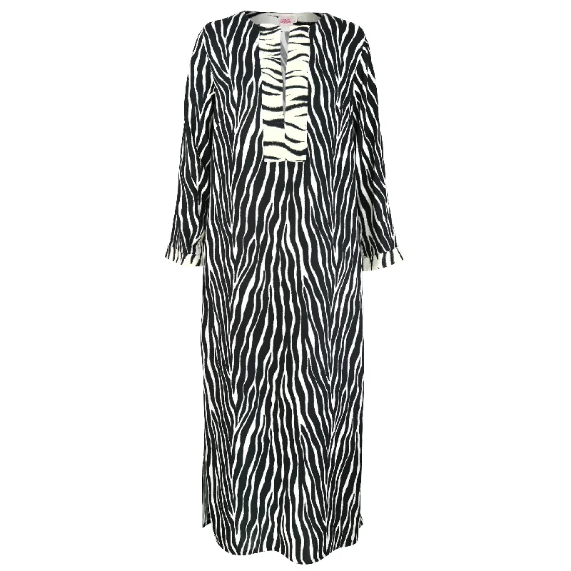 Mermaid - Style Women Dress with a Fitted Silhouette for Special OccasionsAmanda S/Slt Maxi Tunic Dress Black Zebra