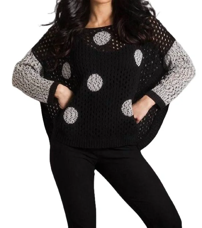 Mini - Length Women's Chunky Knit Sweater Dresses in Bold HuesCrochet Dot Poncho In Blackfrost