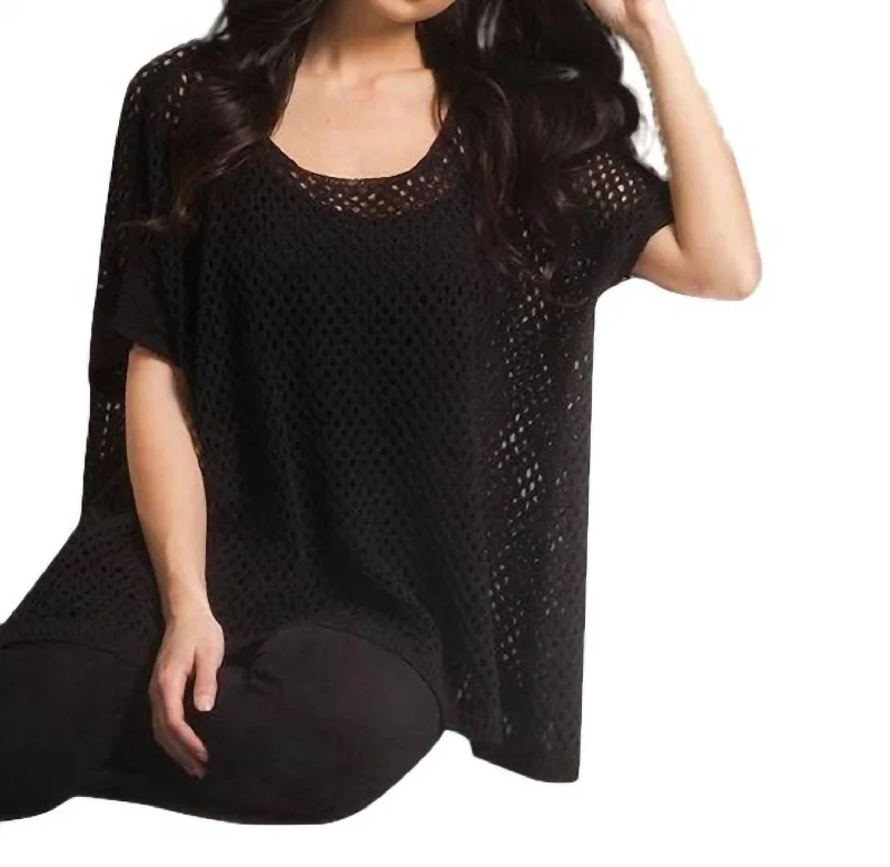 Wrap - Style Women's Lambswool Sweater Dresses in Elegant ShadesCrochet Poncho In Black