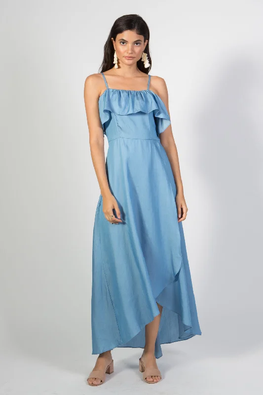 Ball Gown Women Dress with a Full Skirt for a Princess - like LookDenim Maxi Dress