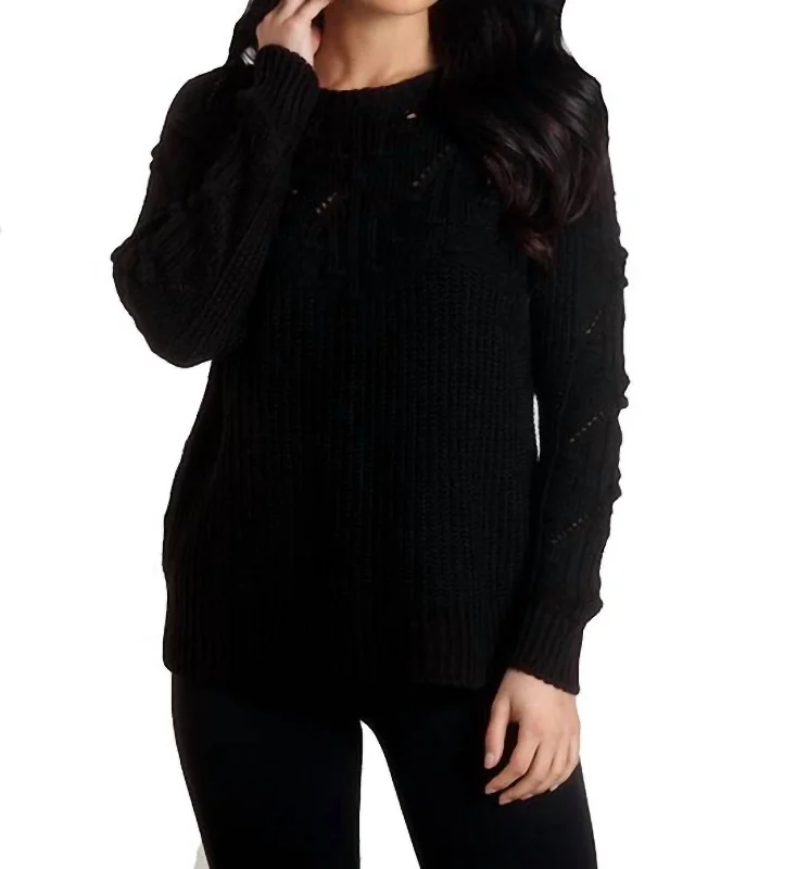 Plus Size Women's Tunic - Style Sweater Dresses with PocketsKnit Sweater In Black