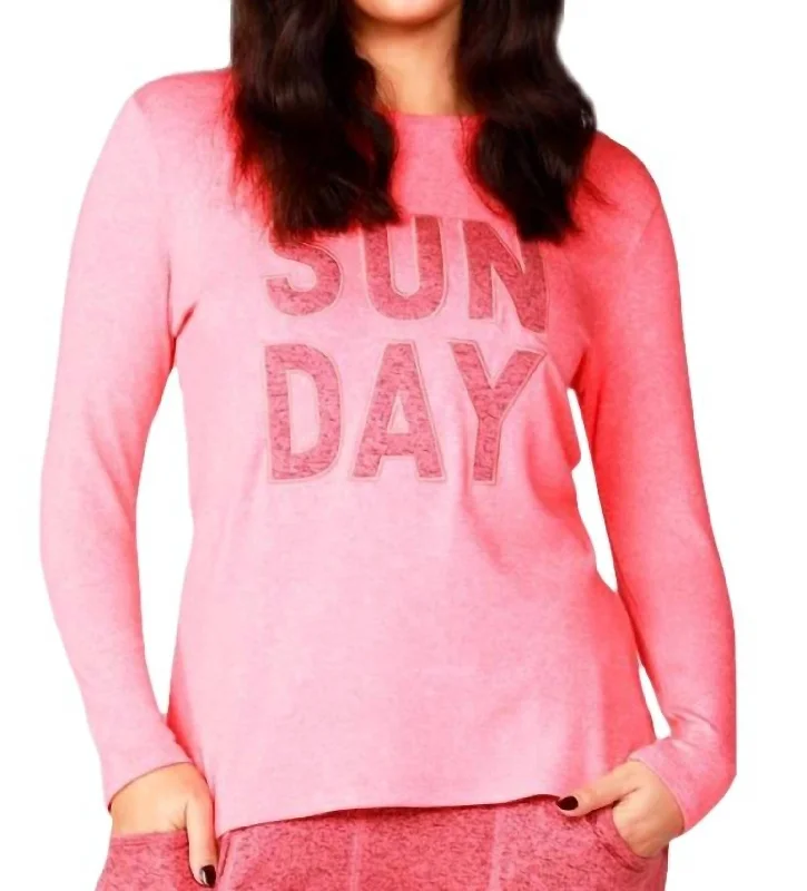 Short Sleeve Women's Cashmere Sweater Dresses in Pastel HuesLong Sleeve Sunday Crew Top In Coral