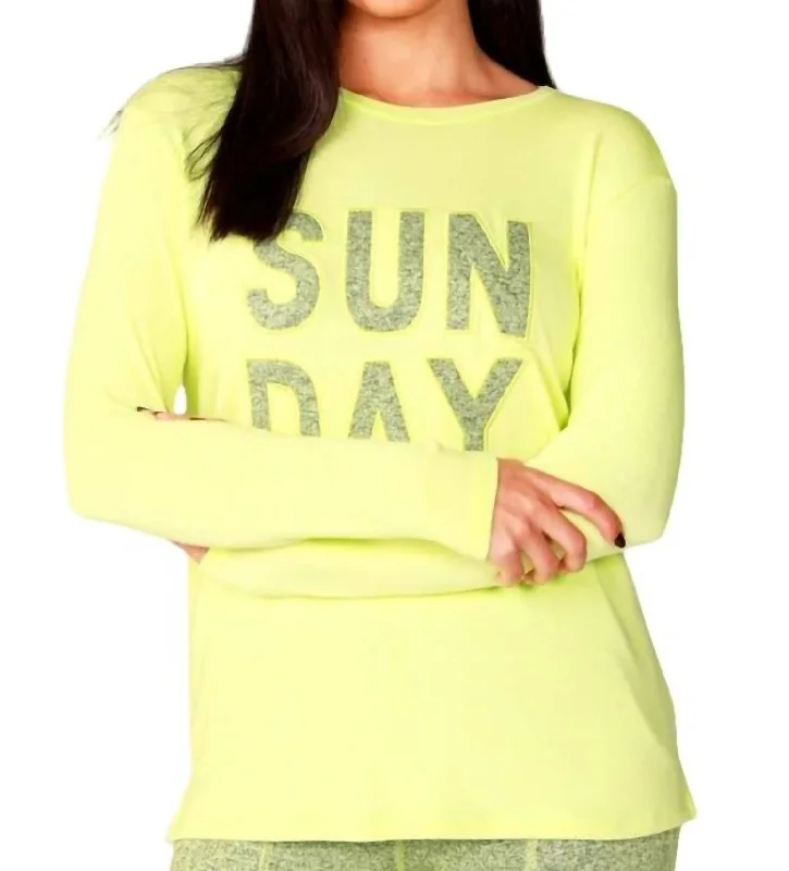 Plus Size Women's Long Sleeve Cable Knit Sweater DressesLong Sleeve Sunday Crew Top In Lime