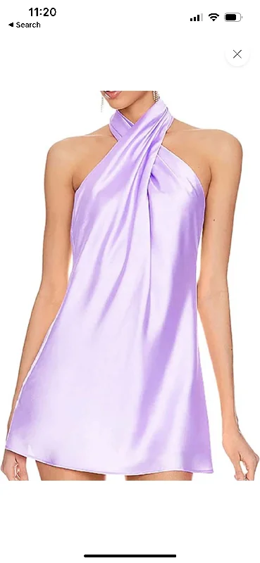 Mini Women Dress with a Short Hem for a Young and Trendy StyleMae Lavender Halter Silk Dress