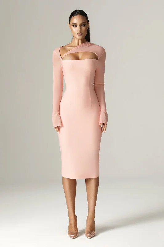 Sheath Women Dress with a Tailored Fit for a Professional LookMariel Cutout Bandage Midi Dress (Dusty Rose)