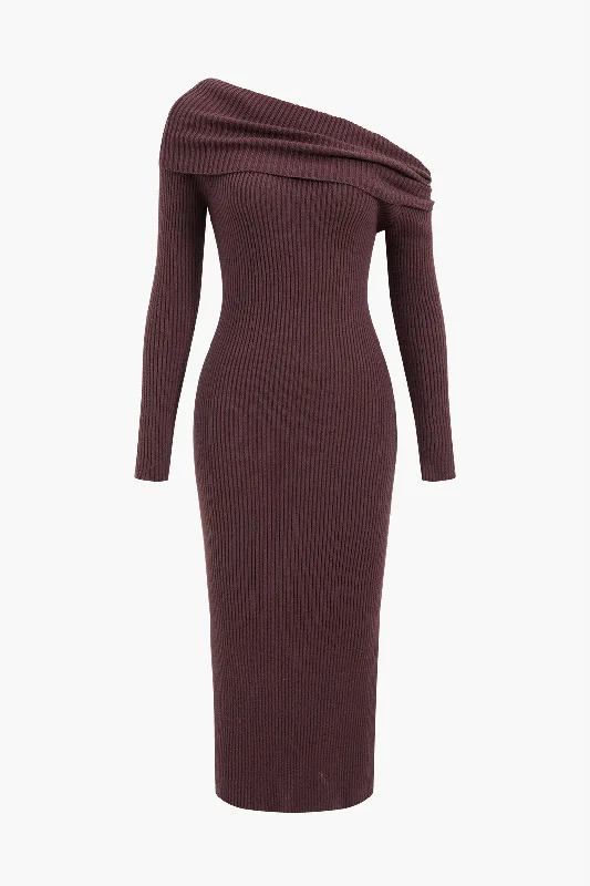 Mini - Length Women's Chunky Knit Sweater Dresses in Bold HuesTwist Asymmetrical Sweater Dress