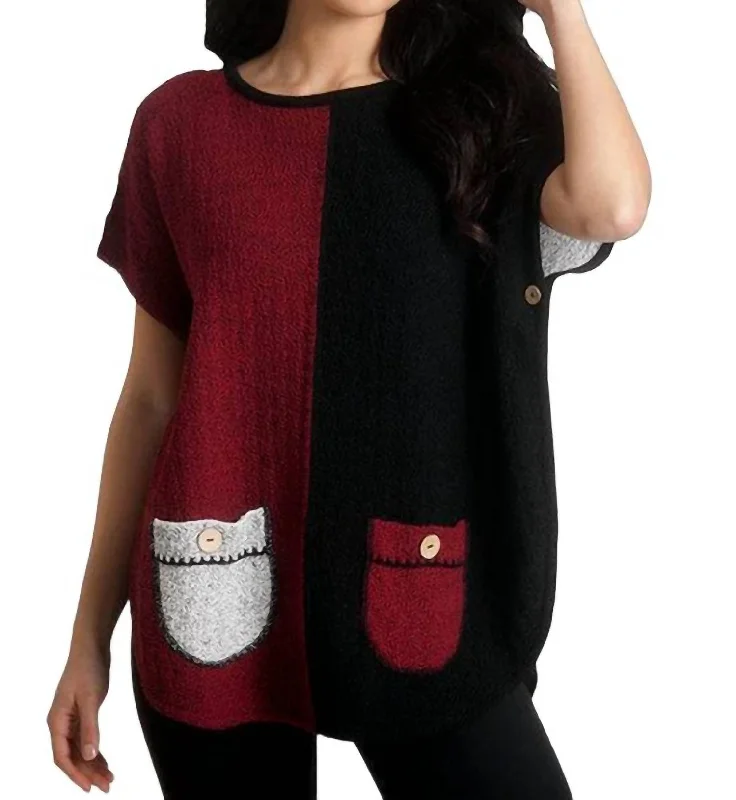 Mini - Length Women's Chunky Knit Sweater Dresses in Bold HuesReversible Poncho In Winecombo