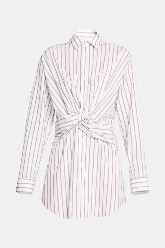 Shift Women Dress with a Simple and Classic Design for Everyday WearTempest Twist Shirt Dress in Pinstripe Ink