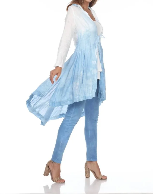 Longline Women's Mohair Sweater Dresses in a Loose FitVictoria Pleated Cotton Duster In Indigo Plant Dye