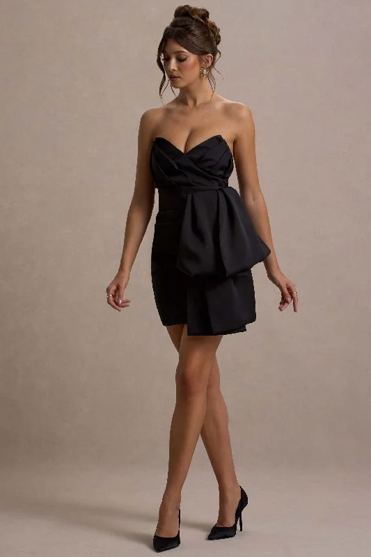 Backless Women Dress for a Sexy and Alluring Look at Evening EventsWinner | Black Bandeau Mini Dress With OversizedBow