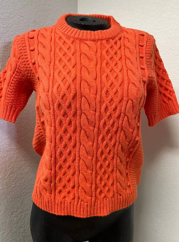 V - Neck Women's Ribbed Sweater Dresses with Belt for a Defined WaistYasmin Cableknit Sweater in Orange