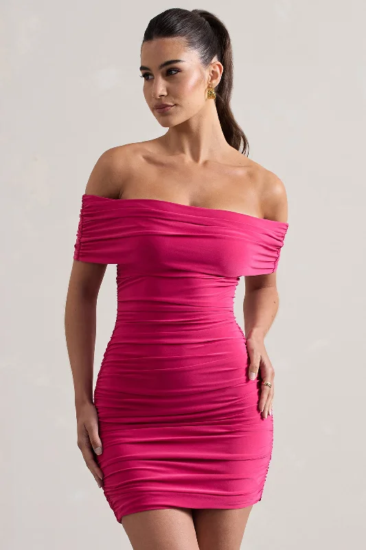 Ball Gown Women Dress with a Full Skirt for a Princess - like LookZeta | Dark Pink Bodycon Bardot Mini Dress