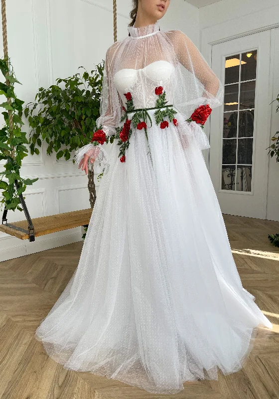 Midi dresses with embroidered accents for a unique and detailed designEnchanted Cordelia Sheer Gown