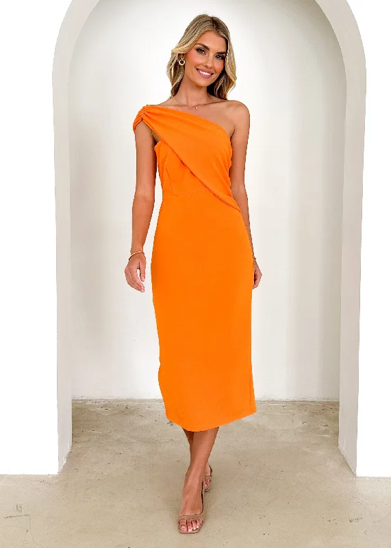 Midi dresses with button - down skirts for a unique and functional designFreer Midi Dress - Orange