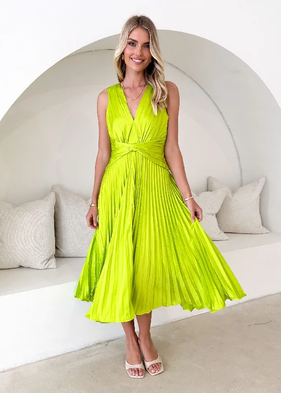 Midi dresses with puff sleeves for a vintage - inspired lookLance Midi Dress - Lime