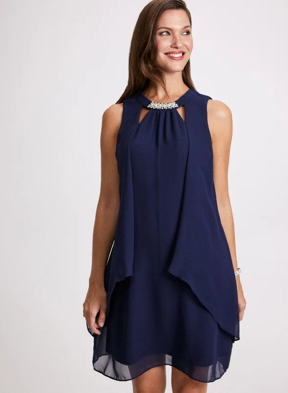 Midi dresses with off - the - shoulder necklines for a flirty lookLayered Chiffon Dress