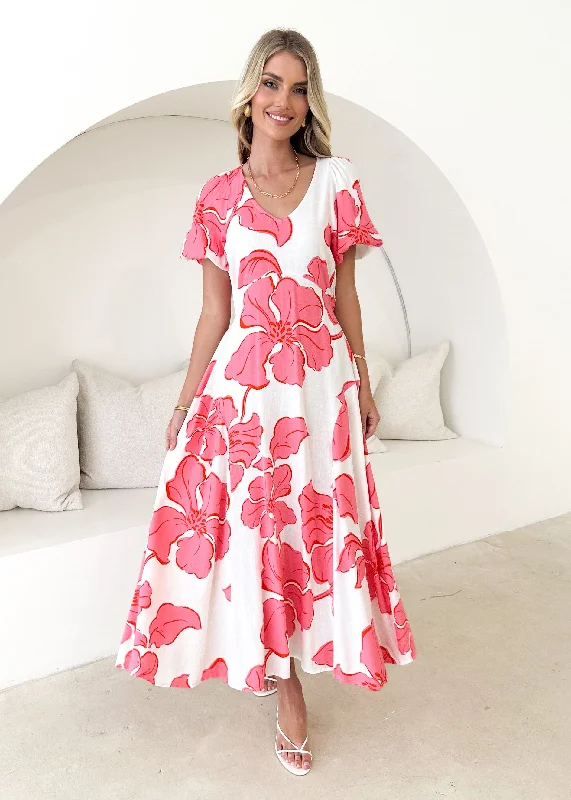 Midi dresses with cold - shoulder cutouts for a trendy styleLirrio Midi Dress - Pink Raloma