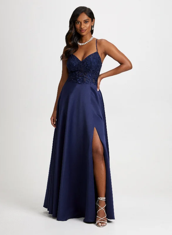 Midi dresses with off - the - shoulder necklines for a flirty lookSequin Detail V-Neck Gown