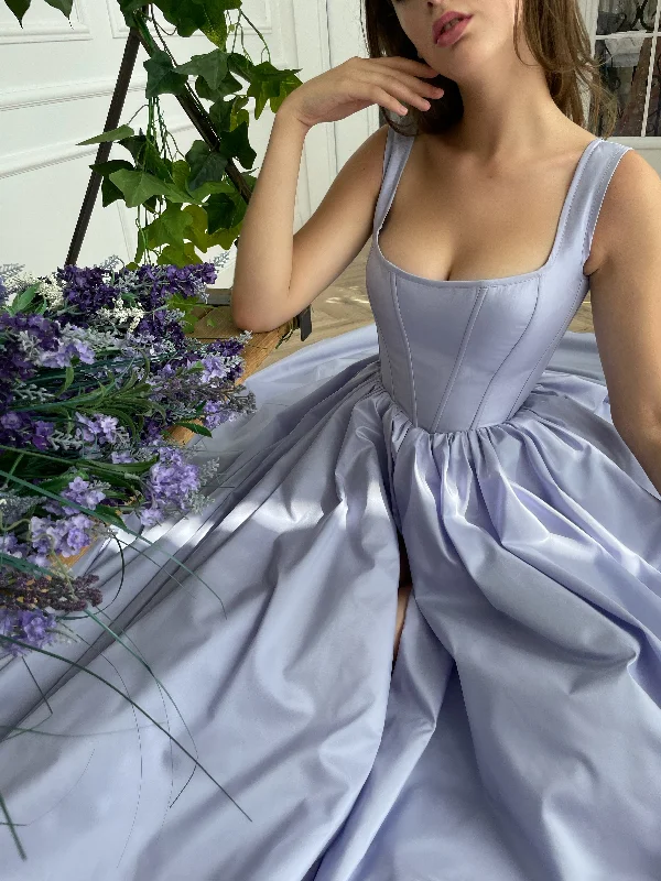 Midi dresses with side slits for a sexy and elegant appearancePeriwinkle Skies Corset Gown