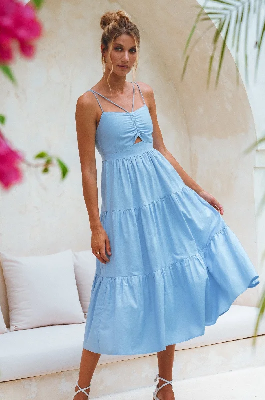 Midi dresses with bow accents for a sweet and charming lookRafaela Strappy Linen Midi Dress