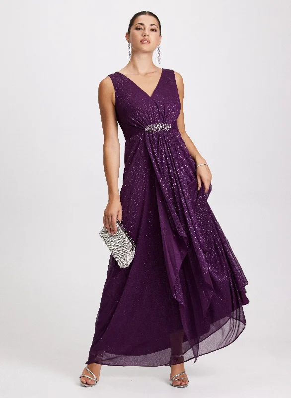 Sheath midi dresses with beaded embellishments for a formal occasionRhinestone Detail Flounce Dress