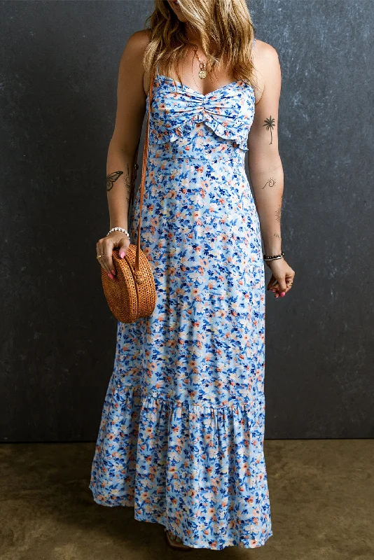 Maxi - inspired midi dresses with flowing fabrics for a beachy vibeFloral Ruffle Ruched Maxi Dress