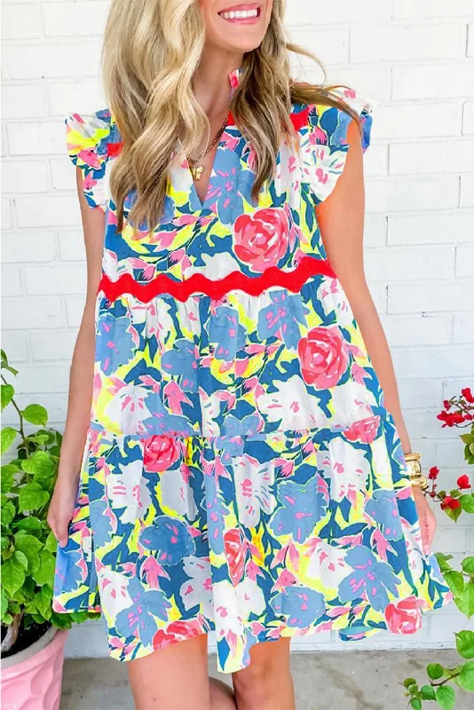 Midi dresses with halter necks for a stylish and comfortable optionFloral Ric-Rac Flutter Sleeve Dress