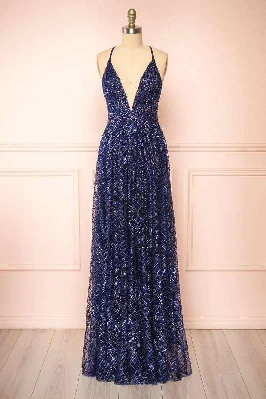 Midi dresses with ruffled sleeves for a more feminine and voluminous lookTyffen Navy | Navy Sequin Maxi Dress