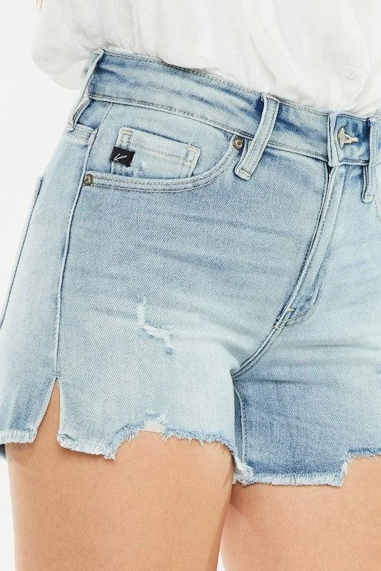 High - Waisted Plus Size Women's Denim Shorts with Distressed Details for a Trendy LookJUSTICE HIGH RISE DENIM SHORTS JEANS S-XL