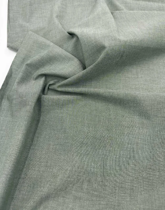 Remnant 1.1m -Bottle Green Yarn Dyed Cotton Chambray Fabric