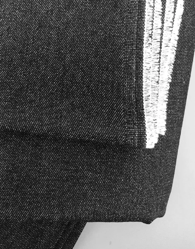 Remnant 2m - Black Medium Weight Denim Fabric