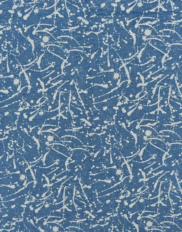 Splashes Jeans Blue Printed Denim Chambray Fabric