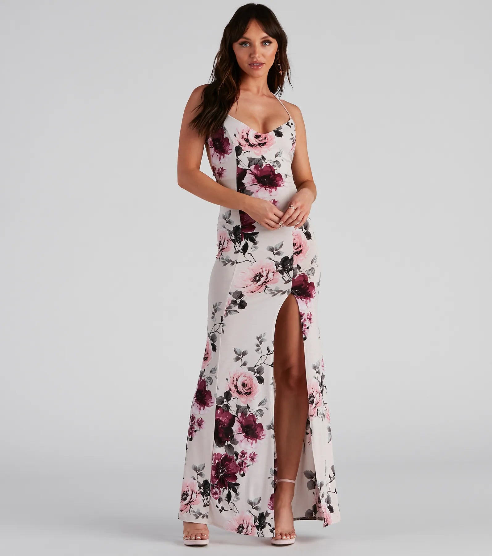 Maxi dresses with pom - pom trims for a playful and festive lookDate Night Chic Floral Maxi Dress