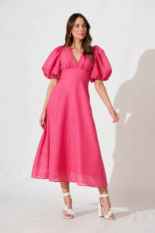 Leather maxi dresses for an edgy and bold appearanceDuchess Maxi Dress In Pink Organza